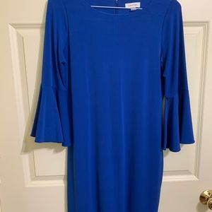 Calvin Klein bell sleeve blue dress 8